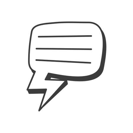 Speech bubble abstract memo dialog message doodle isolated outline icon. Vector chatting memo hand drawn dialogue or conversation sign. Balloon with information, talk chat dialog communication signのイラスト素材