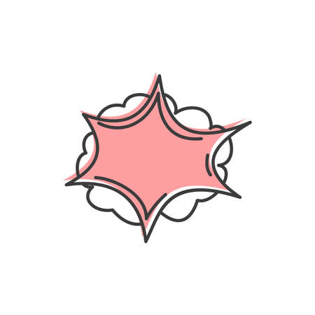 Empty comic speech bubble of burst boom shape and stars, hand drawn doodle design element. Vector sound effect in pop art style. Creative banner with speech bubble, balloon dialogue star frameのイラスト素材