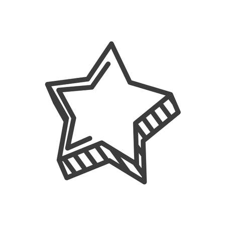 Star hand drawn swash doodle isolated outline icon. Vector symbol of Christmas, starburst decoration, award or reward sign, galaxy and space design element. Best star and rate pictogramのイラスト素材