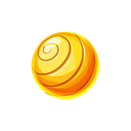 Cartoon alien yellow planet magic universe galaxy isolated flat cartoon icon. Vector fantasy globe asteroid or meteor surface, planet with magic energy magma. UI game user interface design elementのイラスト素材