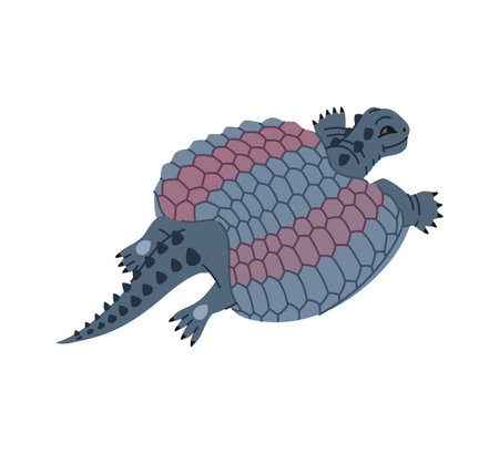 Genode dinosaur cartoon crocodile character. Swimming dinosaur cartoon turtle, vector crocodile...
