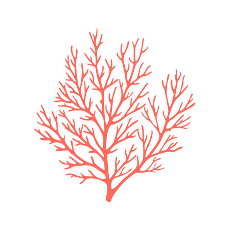 Seaweed icon isolated sea coral anemone plant icon. Vector sea coral, underwater polyp in deep sea waters. Gorgonian aquatic plant, aquarium organismのイラスト素材