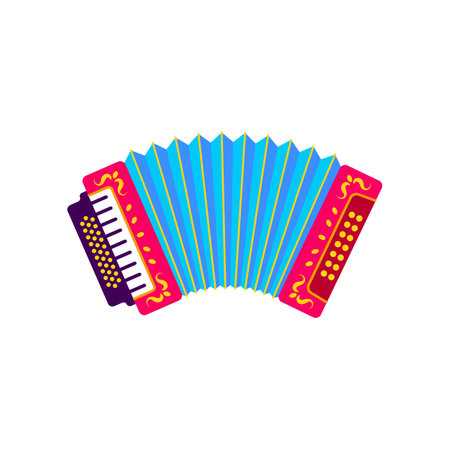 Accordion traditional colombian musical instrument, Barranquilla carnival holiday object. Vector vellanato festival music toolのイラスト素材