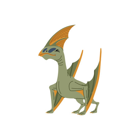 Tapejara Brazilian pterosaur, cartoon flying pteranodon dinosaur, dino bird. Vector animal of prehistoric period, big ancient pteranodonのイラスト素材