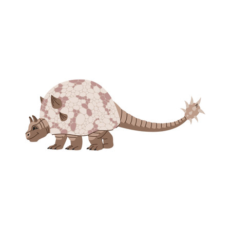 Doedicurus, extinct genus of glyptodont dinosaur. Prehistoric dinosaur with tail club cartoon character funny personageのイラスト素材