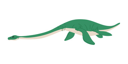Amphibian Erythrosuchids large basal dinosaur cartoon character. Vector archosaur form carnivores diapsid reptile. Prehistoric animal of Jurassic periodのイラスト素材