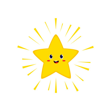 Shining star cartoon weather character personage. Vector outer