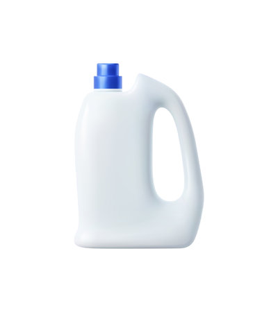 Mockup of white blank realistic 3d vector plastic bottle for detergent and cleaning products. Isolated packaging template for cleaner, household chemicals, liquid soap, stain remover, laundry bleachのイラスト素材