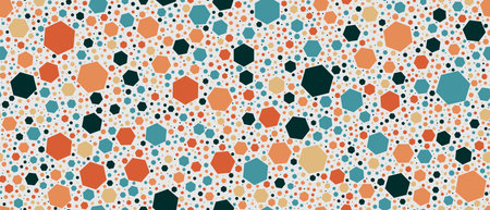 Hexagon terrazzo mosaic tile, terazzo marble stone floor, terazo pattern. Vector texture, seamless...