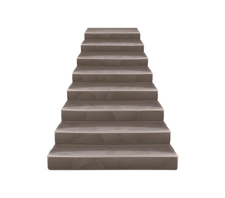 Stone stairs, staircase or castle stairway with rock steps to top, cartoon vector. Concrete stone ladder or old house way path with staircase for game element and entrance architecture stairwayのイラスト素材