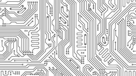 Motherboard pattern of computer circuit board, vector seamless background. Motherboard or circuit...