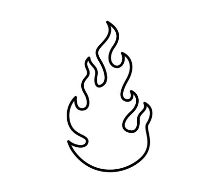 Y2k tattoo of fire flame. Isolated vector black and white outline fire icon representing energy, passion, warmth. Monochrome blaze symbol of infernal gothic aesthetics, hell, light or rebellion spiritのイラスト素材