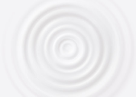 Milk wave ripple background, vector white splash of yogurt or cream with concentric circles top view. 3d round swirl texture surface from falling drop, moisturizer, lotion, paint or dairy, sound waveのイラスト素材