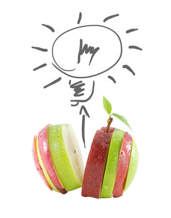 red and green colors sliced apple の写真素材