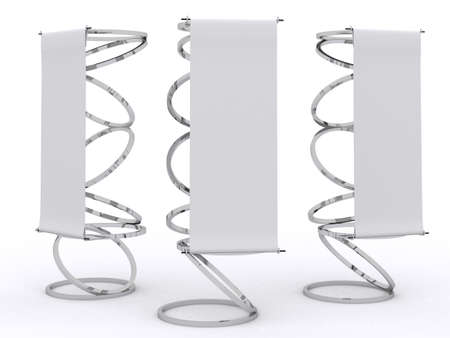 blank banner display chic style design stainless frame template for design work,isolate on white...