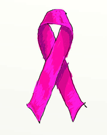 Pink Breast Cancer Ribbon isolated on whiteの写真素材