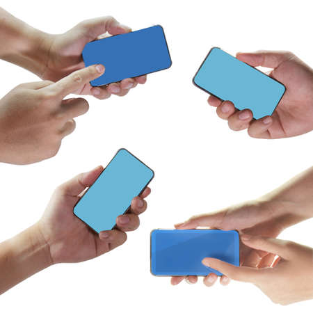 hand hold mobile phone touch screen