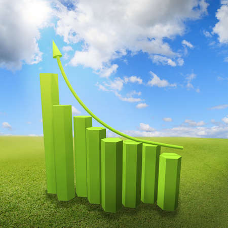 Graph with arrow showing profits and gainsの写真素材