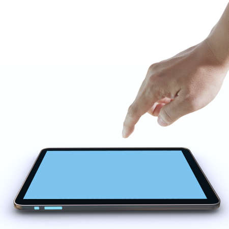 hand pointing on touch screen ,touch-pad