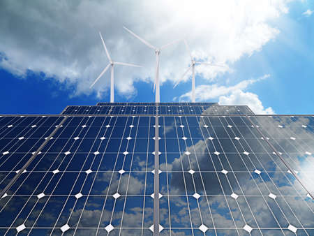 3d Powerplant with photovoltaic panels and eolic turbine