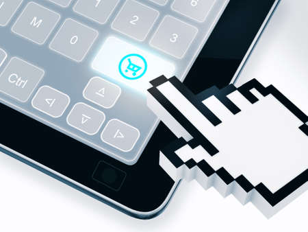 hand cursor point to keyboard buy nowの写真素材