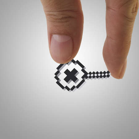 fingers picking up searching internet as conceptの写真素材