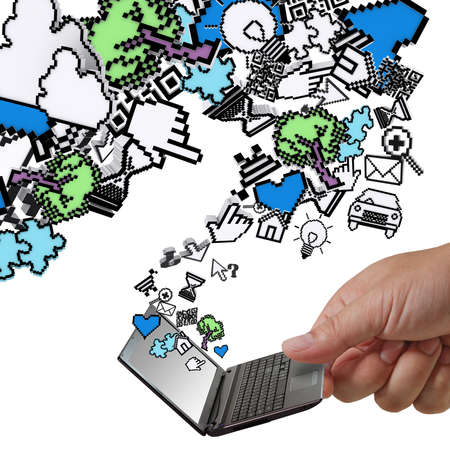 pixel computer icons on  whiteの写真素材