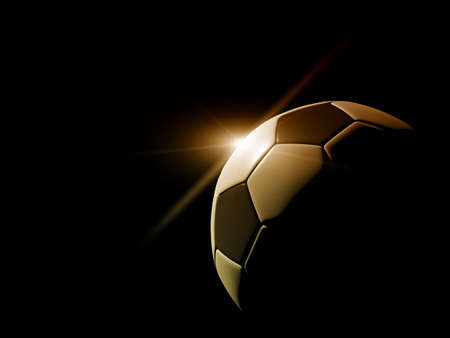 soccer ball detail on black backgroundの写真素材