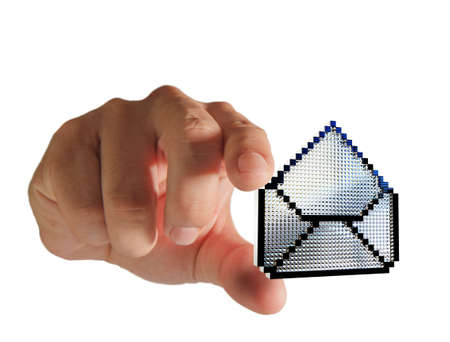 Business hand picks pixel buttons e-mail iconの写真素材