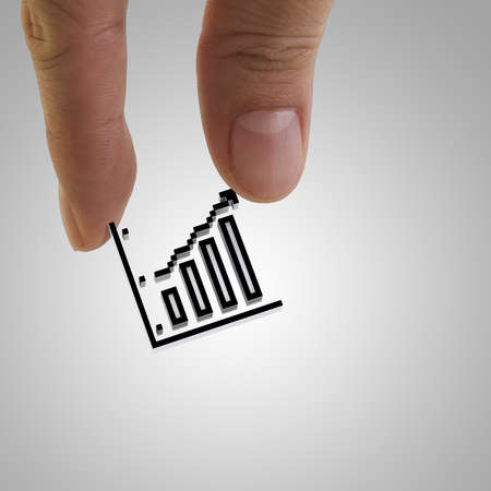 close up of hand picks pixel graph icon as conceptの写真素材