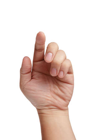 hand pushing a touch screen interfaceの写真素材