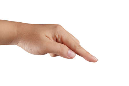 hand touching virtual screen  Isolated on white の写真素材