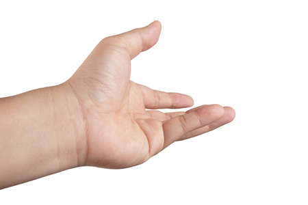 Empty open man hand on white backgroundの写真素材