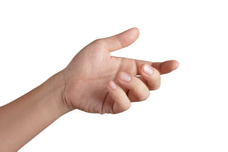 Empty open hand isolated on white backgroundの写真素材