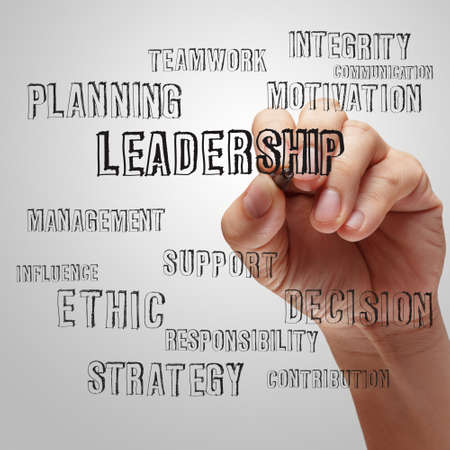 businessman writing leadership skill conceptの写真素材