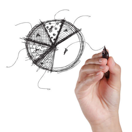 hand drawing pie on a white backgroundの写真素材