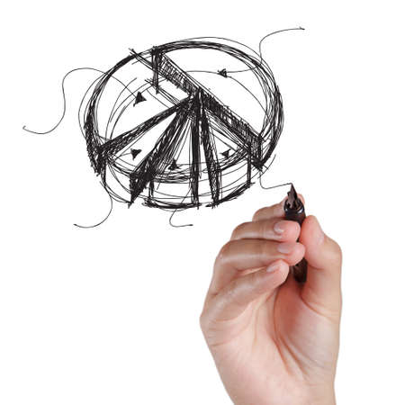hand drawing pie on a white backgroundの写真素材