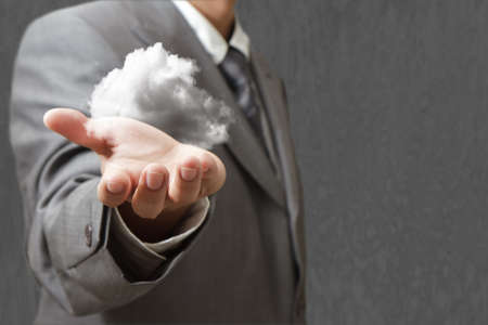 cloud network in his handの写真素材