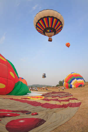 Colorful Hot Air Balloons in Flightの写真素材