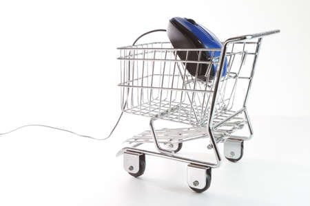 Online shopping on white background conceptの写真素材