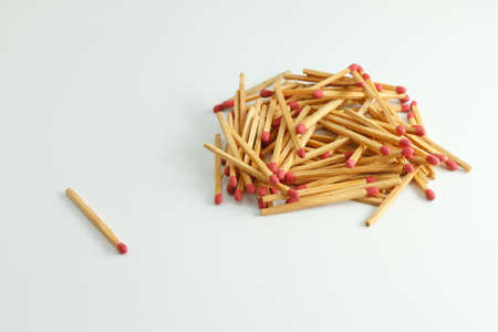 A lot of matches on white isolated backgroundの写真素材