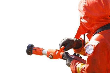 Picture from a young and successful firefighter at workの写真素材