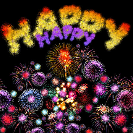 Colorful fireworks of various colors over night skyの写真素材