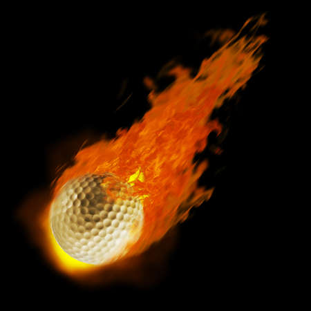 Golf ball on green teeの写真素材