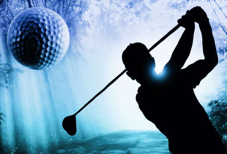 Golf ball on green teeの写真素材