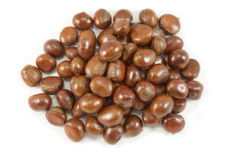 Horizontal image of a pile of chestnuts in a marketの写真素材