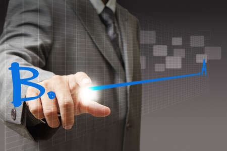 businessman hand touch line plan a to plan b as conceptの写真素材