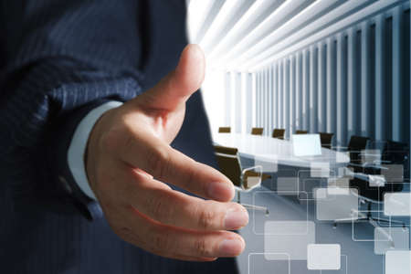 Business man and meeting table backgroundの写真素材