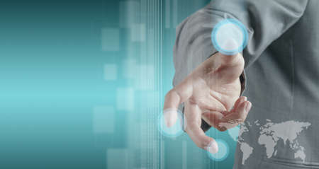 businessman hand working on modern technology interfaceの写真素材