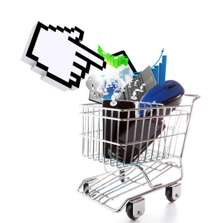 online shopping concept on white backgroundの写真素材